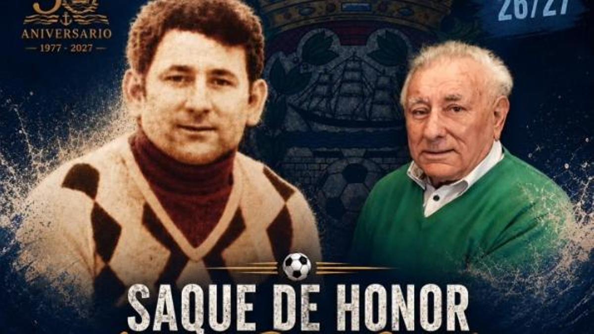 El cartel del homenaje de este domingo a Antonio Pérez Corrales «Pepe de Alonso», socio y directivo fundador del Moaña.
