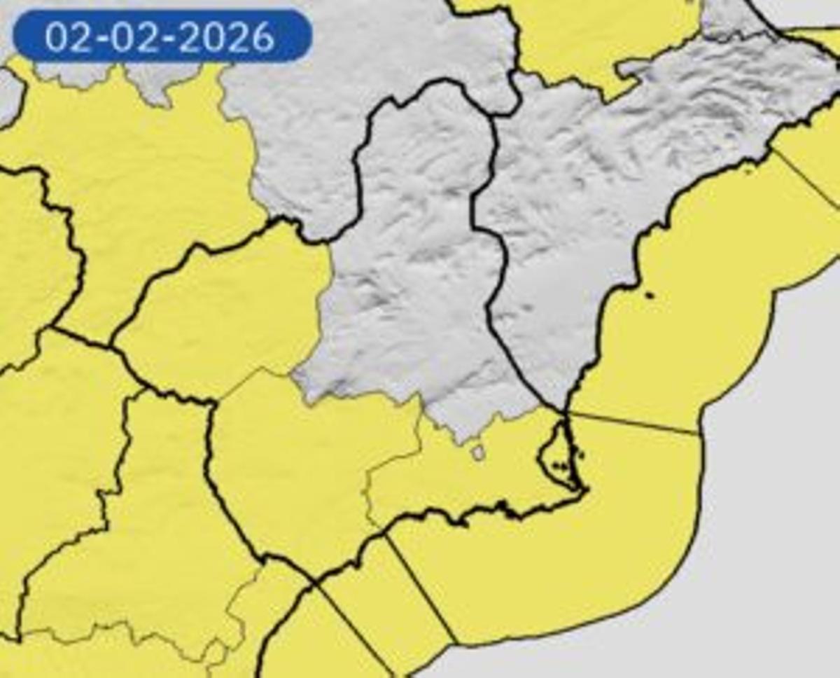 Avisos amarillos por viento y fenómenos costeros anunciados por la Aemet para este lunes