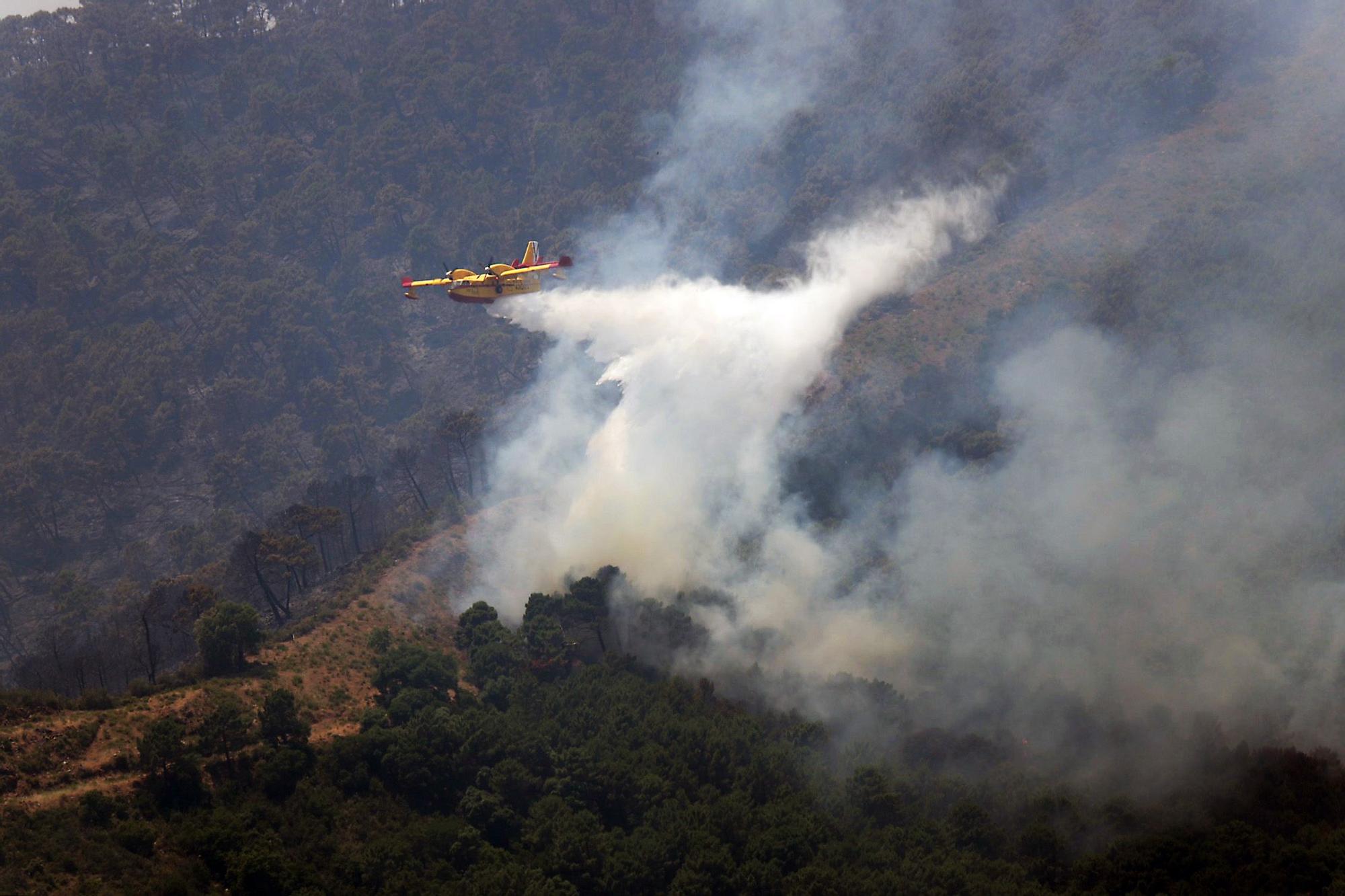 Un millar de efectivos trabajan para controlar el fuego de Sierra Bermeja