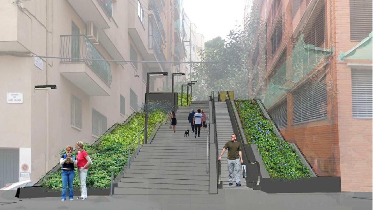 Nuevas escaleras mecánicas en el barrio de la Teixonera