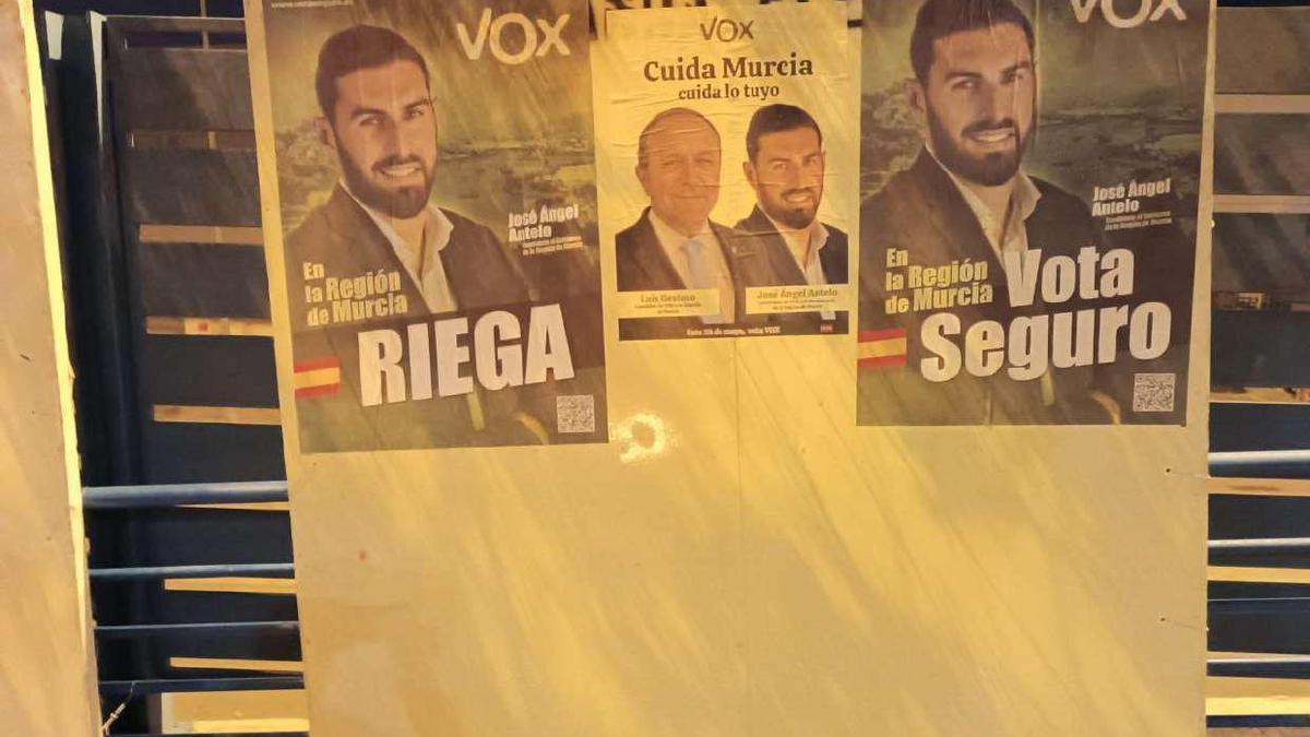 Podemos asegura que Vox ha pegado sus carteles encima de los de la formación morada.