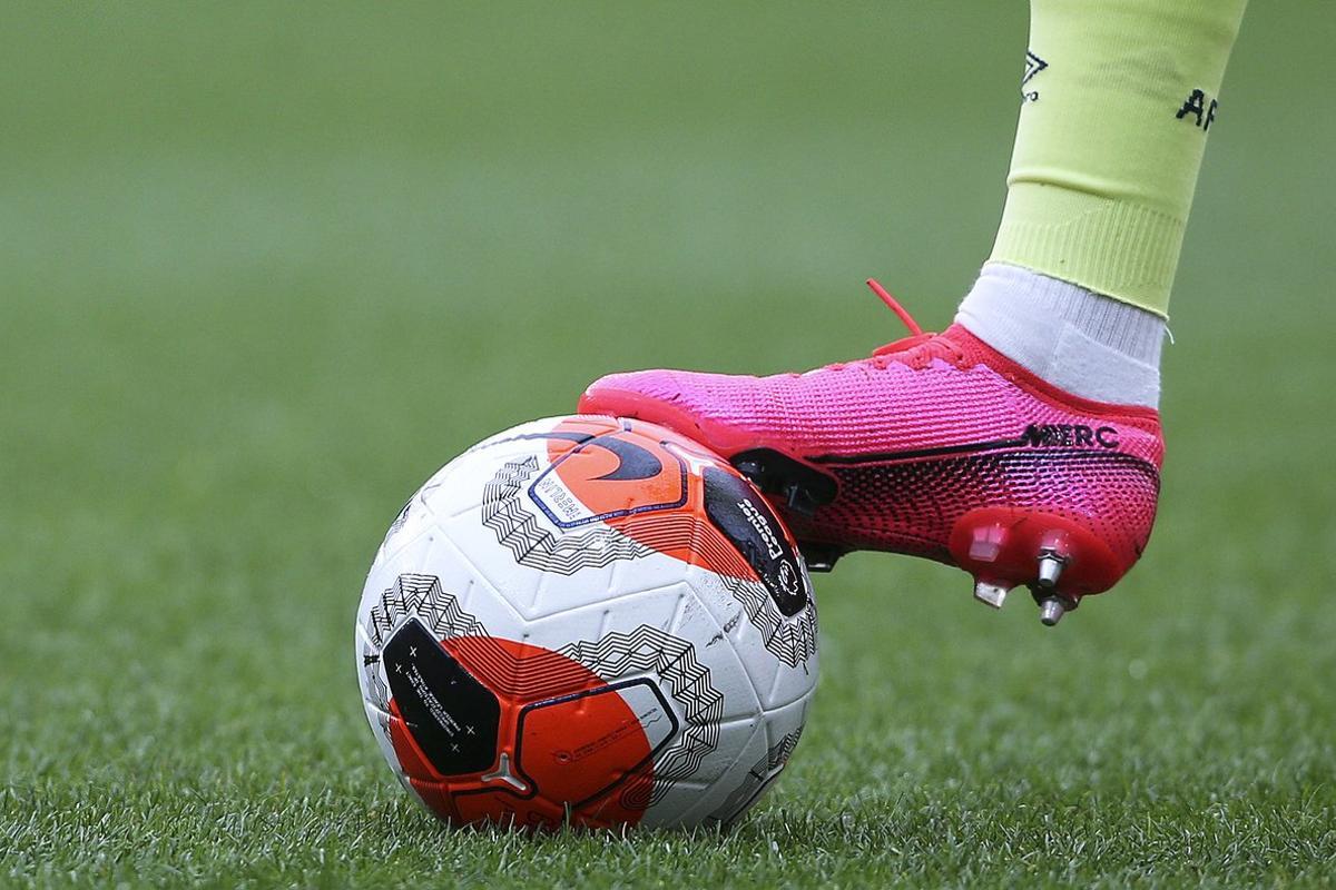 Nike boot and new white Premier League Ball during the Premier League match between Burnley and Bournemouth at Turf Moor, Burnley, England on 22 February 2020. Photo Craig Galloway / ProSportsImages / DPPI