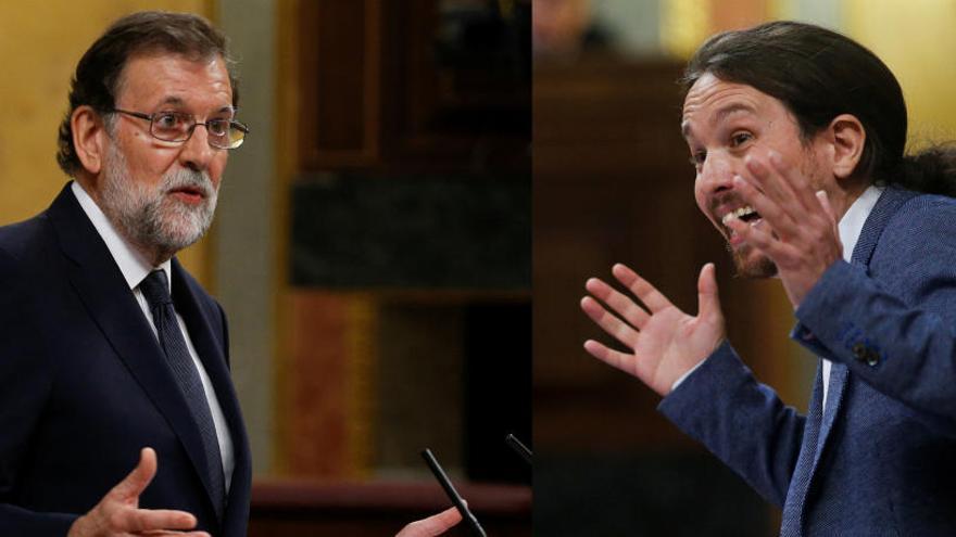 Rajoy e Iglesias, en la última moción de censura.