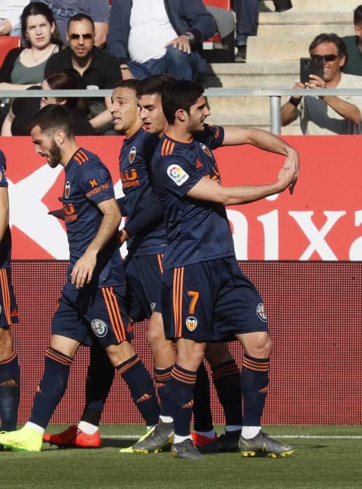 La celebración del gol de Guedes en Girona