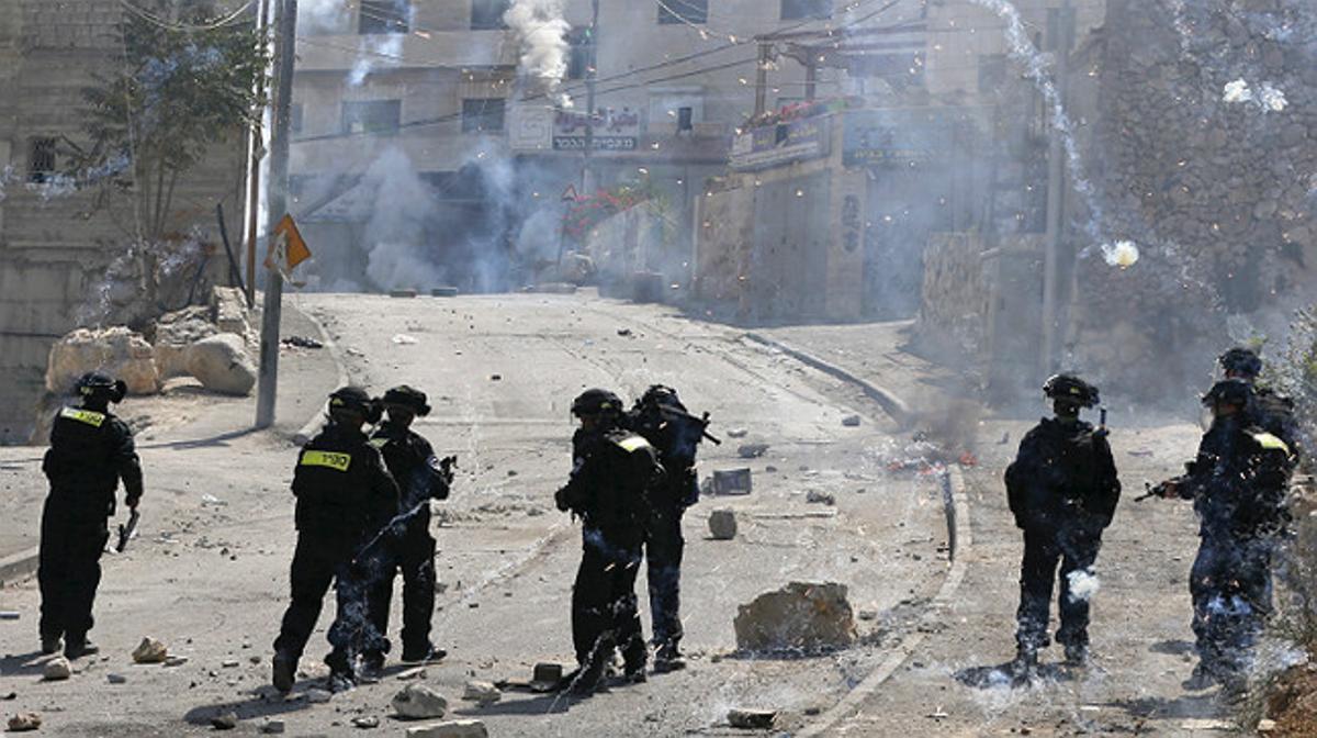 Soldats israelians en els enfrontaments a Jerusalem Est contra palestins