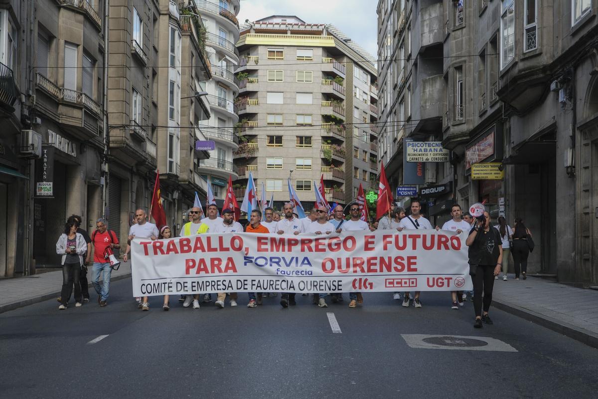 Manifestacion en defensa del empleo en Forvia Ourense el pasado año.