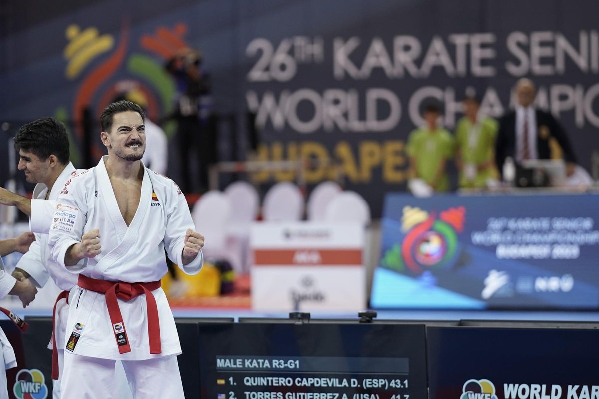 Damián Quintero, durante la primera jornada del Mundial de Kárate de Budapest.