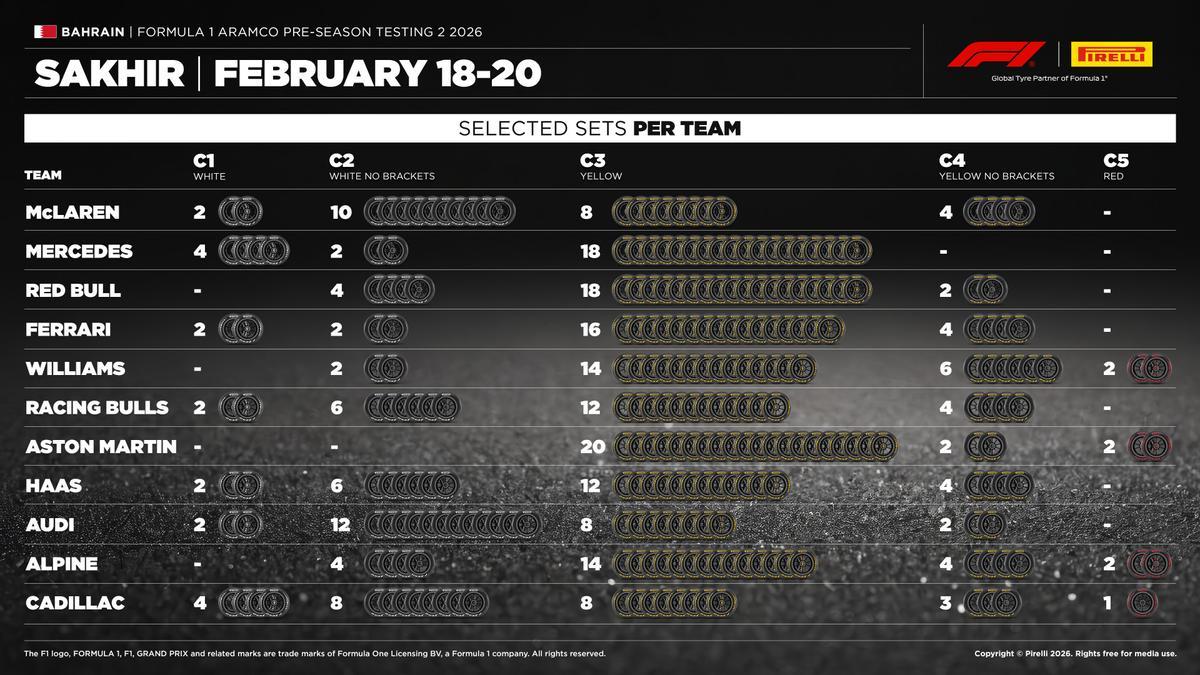 Los neumáticos elegidos por las escuderías para los test