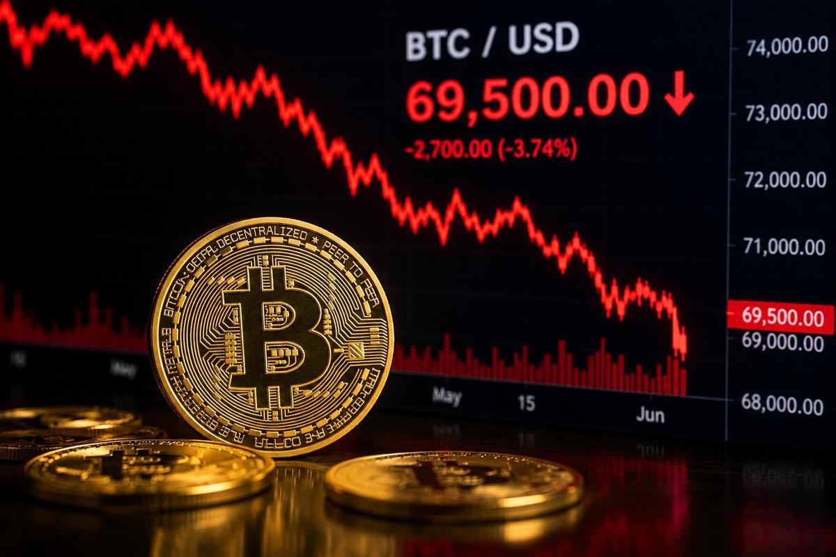 Bitcoin ha perdido la barrera psicológica de los 70.000 dólares.