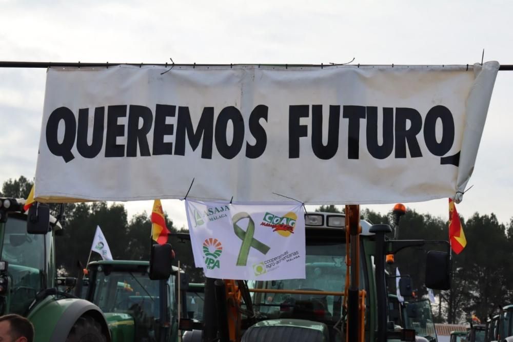 Tractorada de los agricultores y ganaderos malagueños contra los precios bajos que impone la industria.