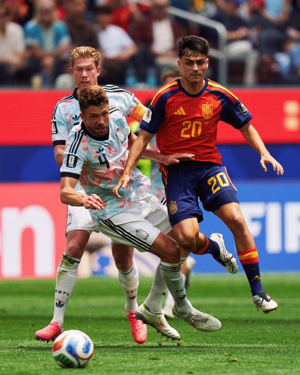 Pedri, durante el duelo de cuartos de final entre España y Bélgica.