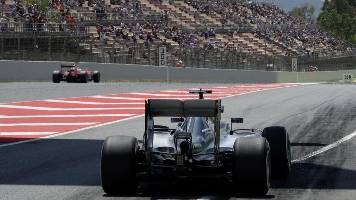 El Gran Premio de F-1 del 2016, durante los entrenamientos de Lewis Hamilton en Montmeló.