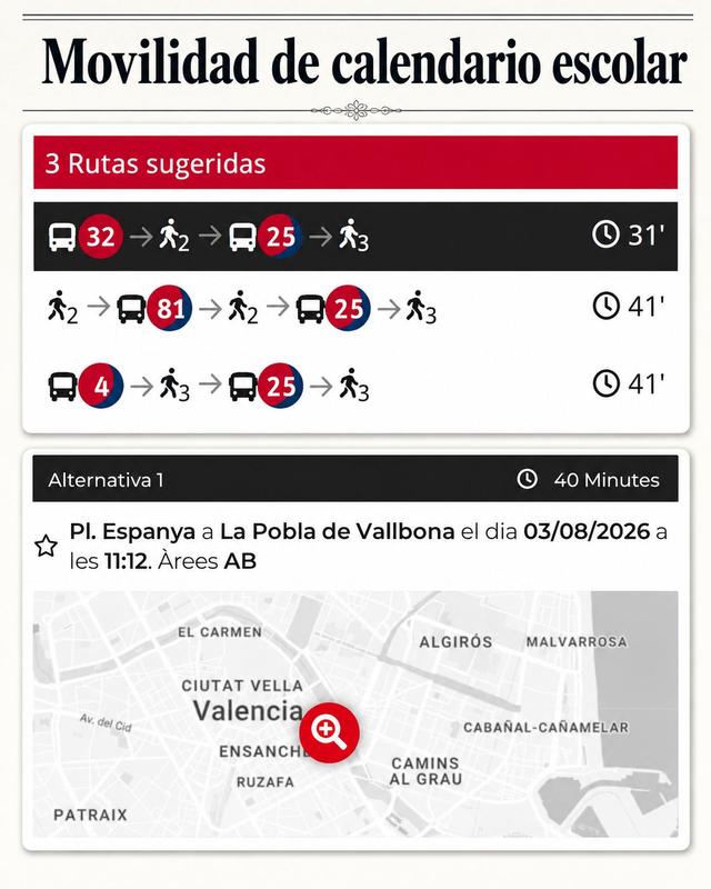 Dos capturas de pantallas de las app de EMT y Metrovalencia del lunes 3 de agosto.