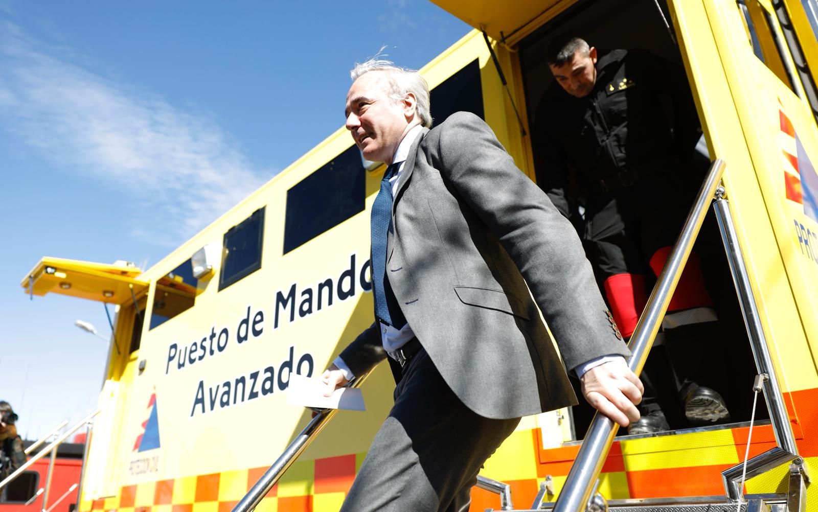 Azcón preside la reunión del CECOP en Luceni para hacer seguimiento de la crecida del Ebro