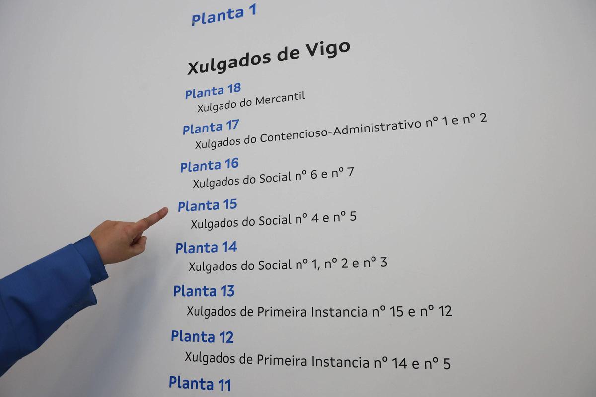 Los carteles del edificio judicial vigués aún tienen la vieja nomenclatura.