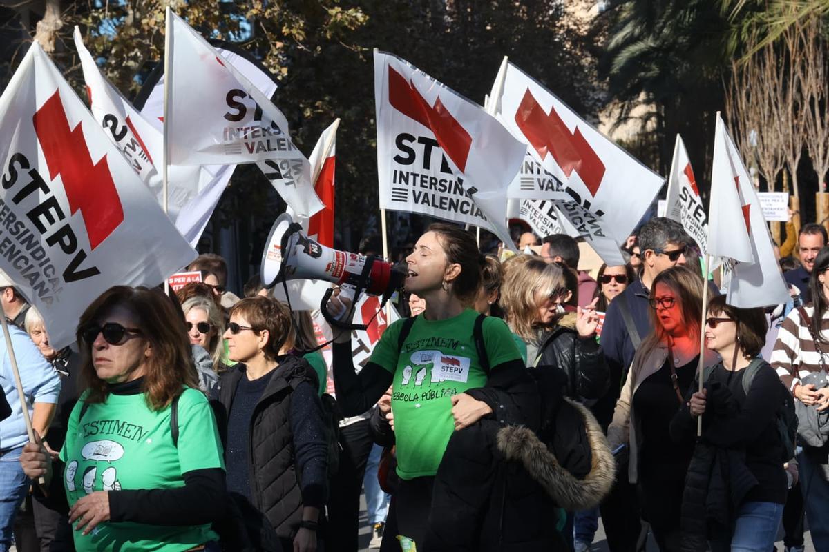 Profesores, durante la manifestación educativa en Alicante