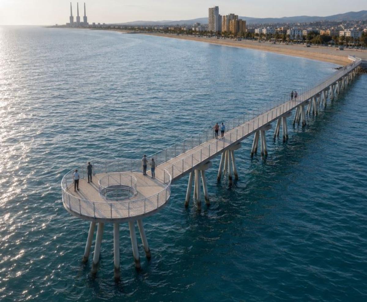 Una proyección en render del futuro Pont del Petroli de Badalona.
