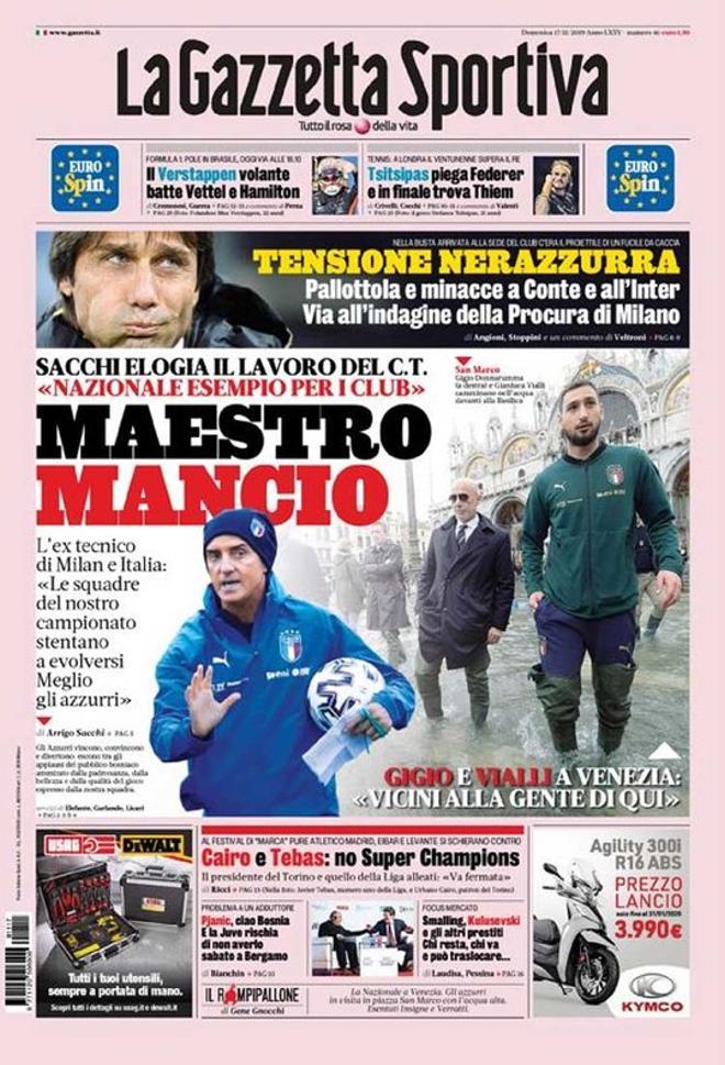 La portada de Gazzetta del 17 de noviembre