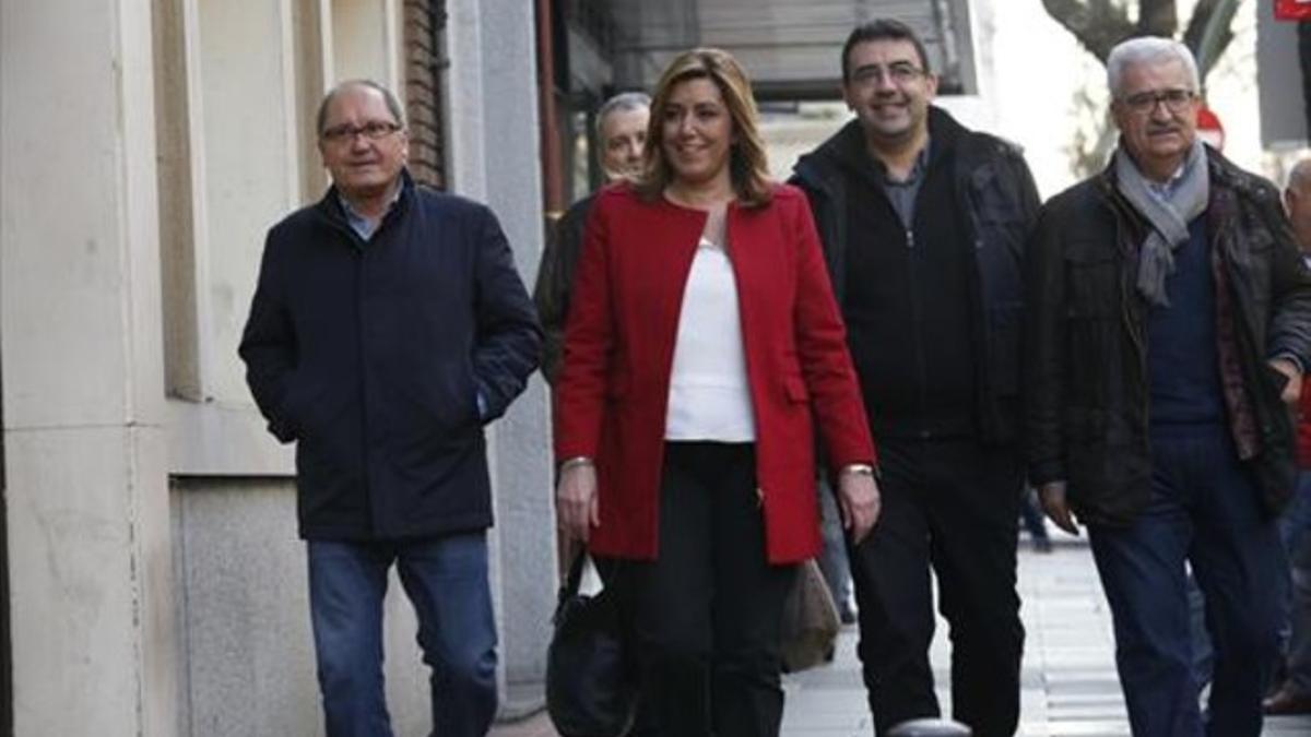 La presidenta andaluza, Susana Díaz, a su llegada a la reunión socialista.