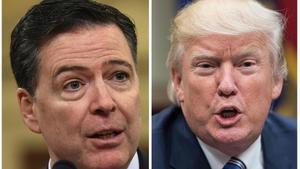 Imágenes de archivo del exdirector del FBI, James Comey, y el presidente de Estados Unidos, Donald Trump. 