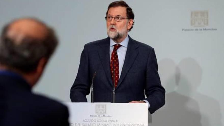 Mariano Rajoy durant l&#039;acte al qual va assistir ahir per a la pujada del salari mínim interprofessional