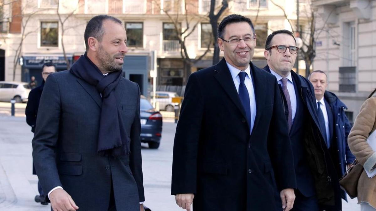 Bartomeu y Rosell, en la Audiencia Nacional de Madrid, el pasado mes de febrero. 