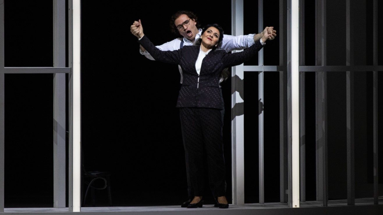 Maria Agresta y Michael Fabiano, en un momento del estreno de 'Tosca' en el Liceu