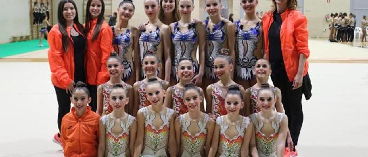 Los conjuntos de gimnastas que irán al Campeonato de España Copa Base de Conjuntos.