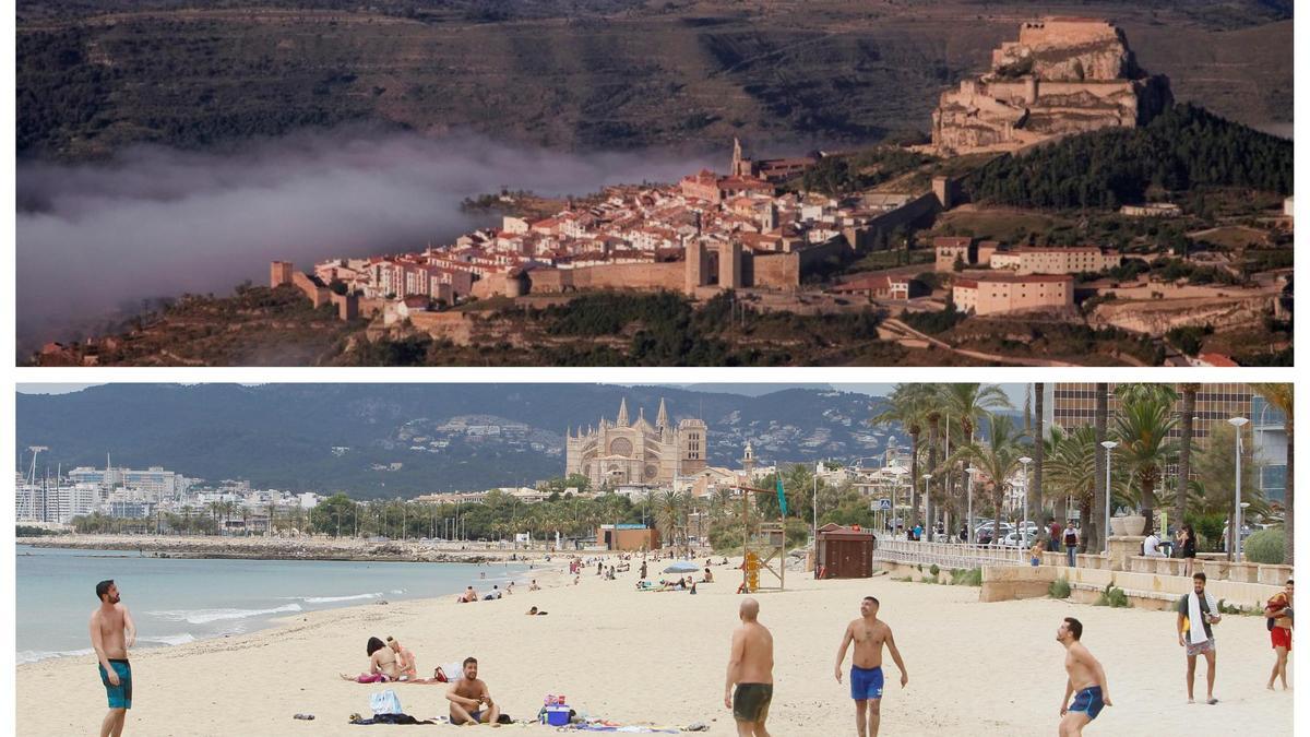 Dos vistas de Morella y Mallorca
