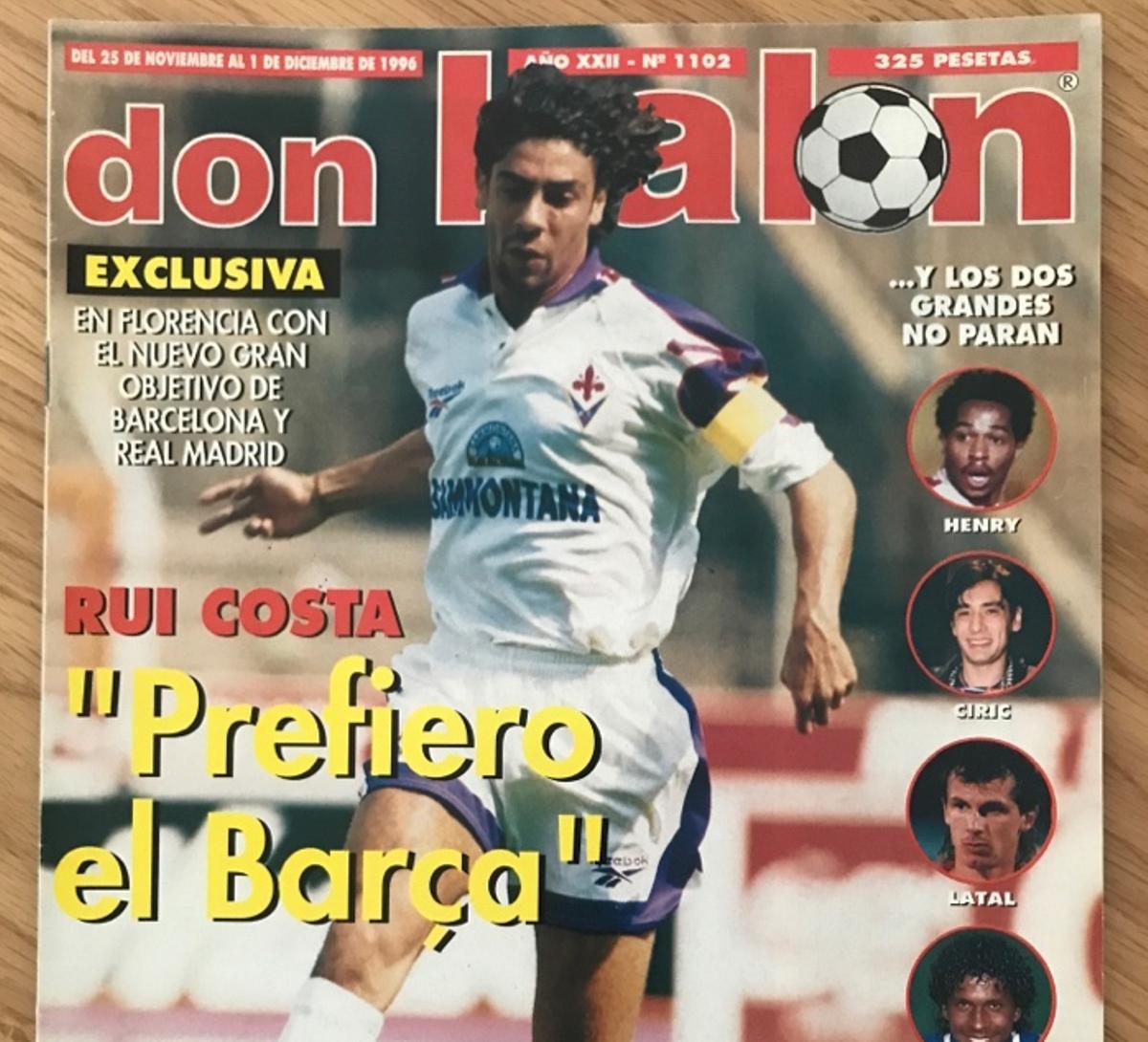 Rui Costa, portada de Don Balón en 1996
