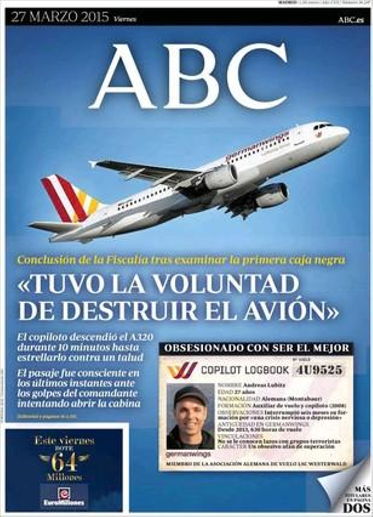 Portada del diario ’ABC’, España. 