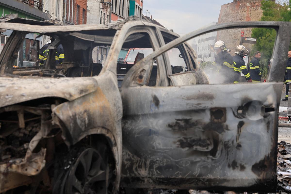 Aftermath after a third night of riots between protesters and police in France