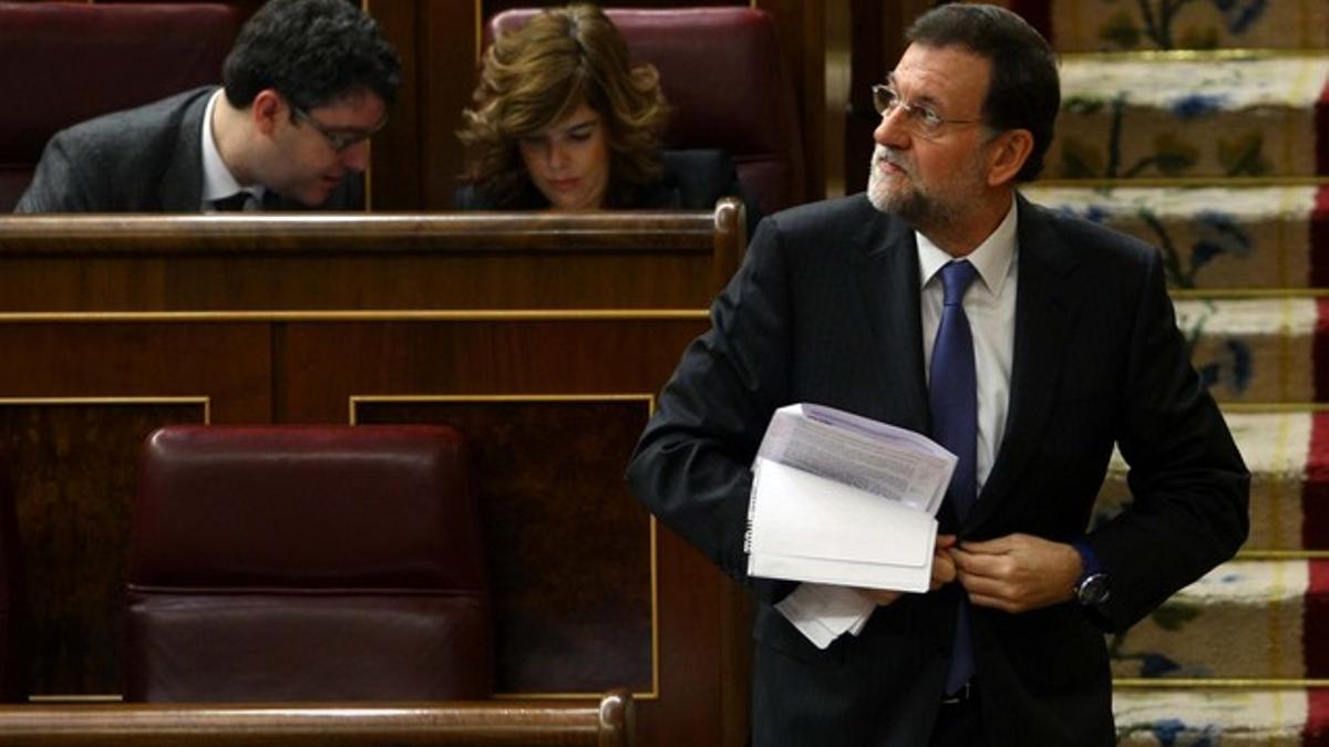 Mariano Rajoy se dirige a la tribuna, este martes, en el debate de investidura.