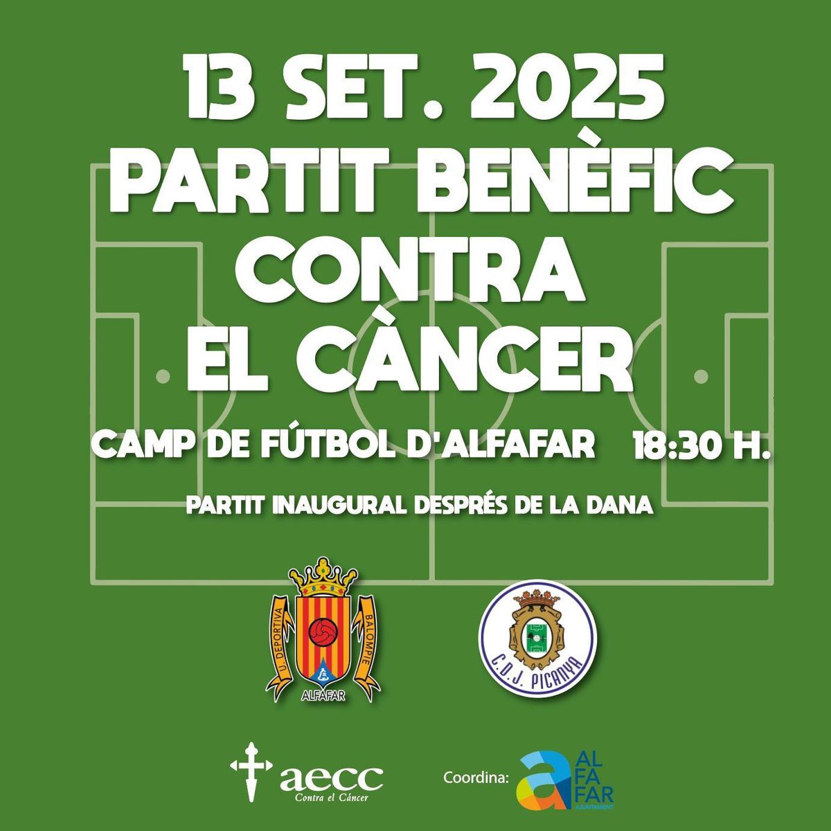 Cartel que invita a acudir al partido benéfico entre el UDB Alfafar y el CDJ Picanya