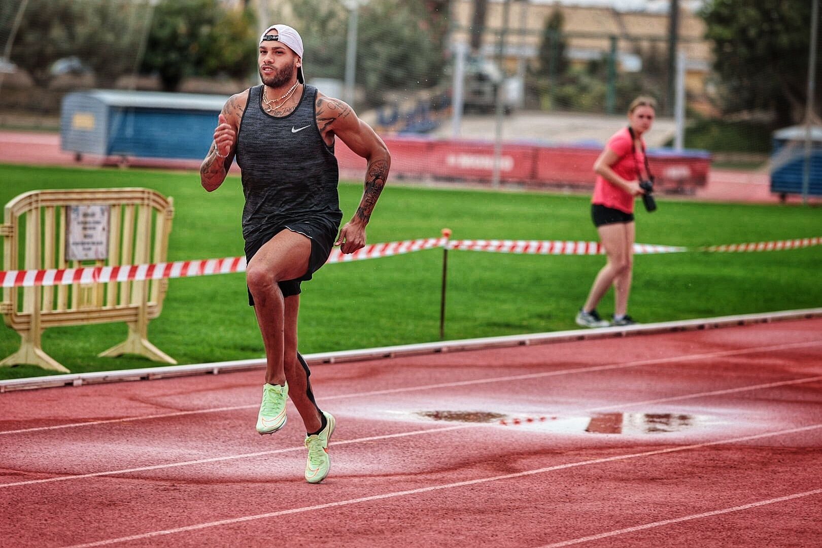 El atleta italiano Marcell Jacobs, oro en los Juegos de Tokio 2020, se entrena en Tenerife