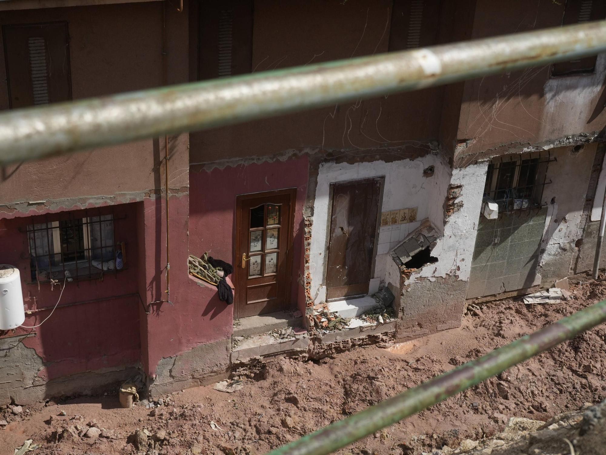 Estado de las casas tras el derrumbe del muro de Rabiche