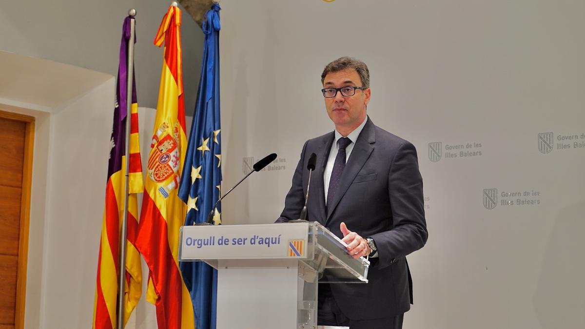 El portavoz del Govern, Antoni Costa, en la rueda de prensa posterior al Consell de Govern celebrado esta mañana