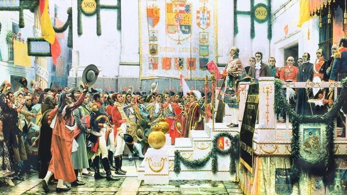 Cadro do pintor Salvador Viniegra (1862-1915) sobre a constitución das Cortes de Cádiz de 1812.