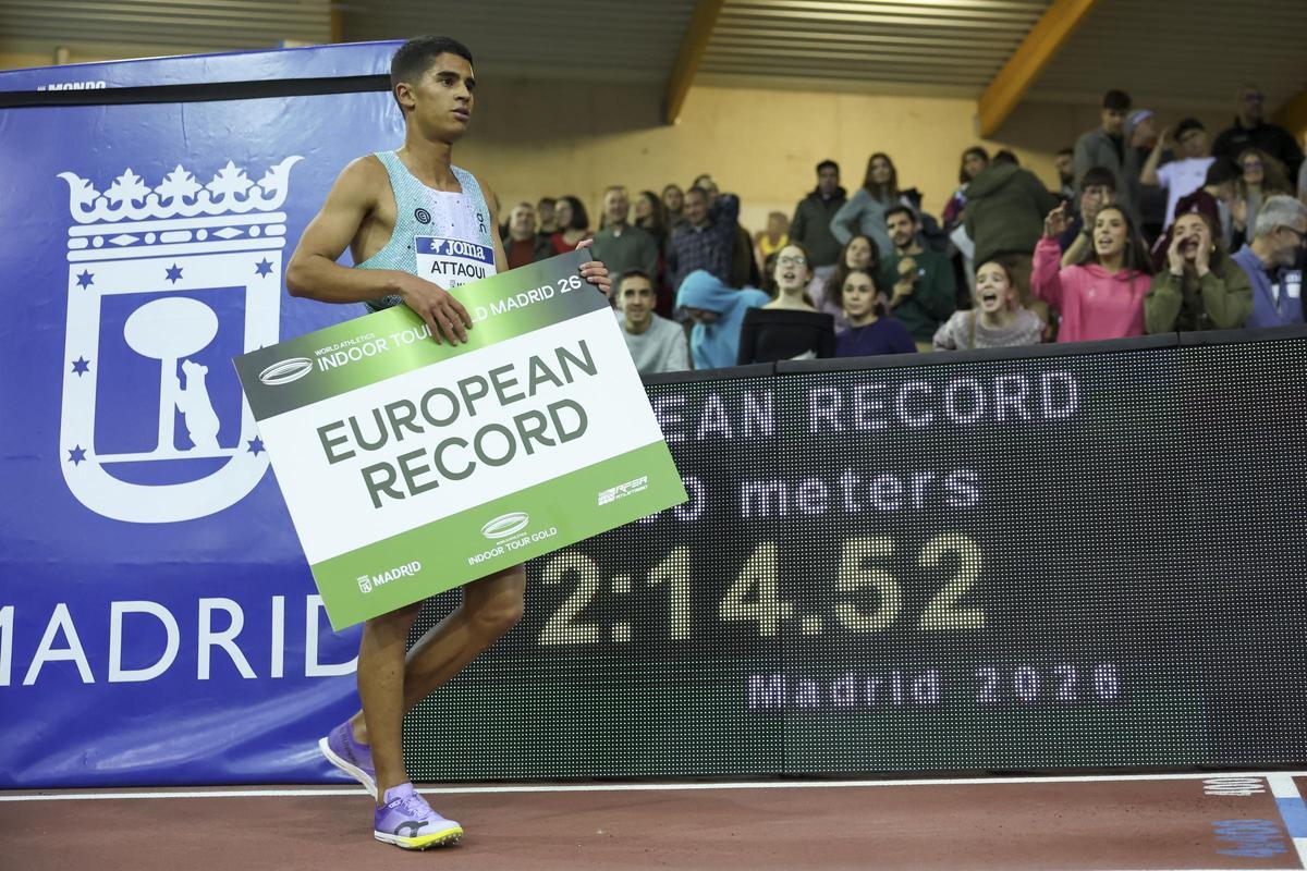Mohamed Attaoui bate el récord de Europa de los 1.000 metros.