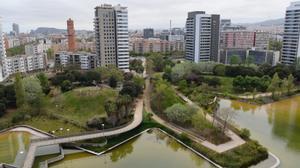 Vista del parque de Diagonal Mar, en Barcelona, la semana pasada