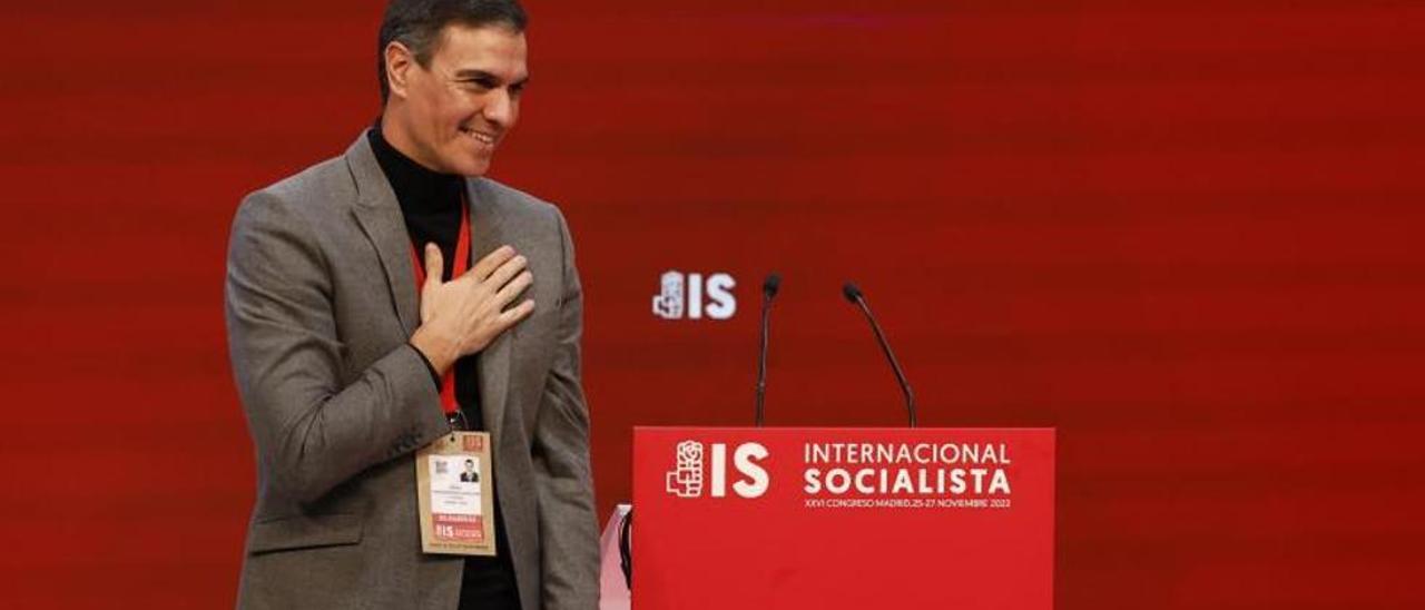 Pedro Sánchez en el Congreso de la Internacional Socialista