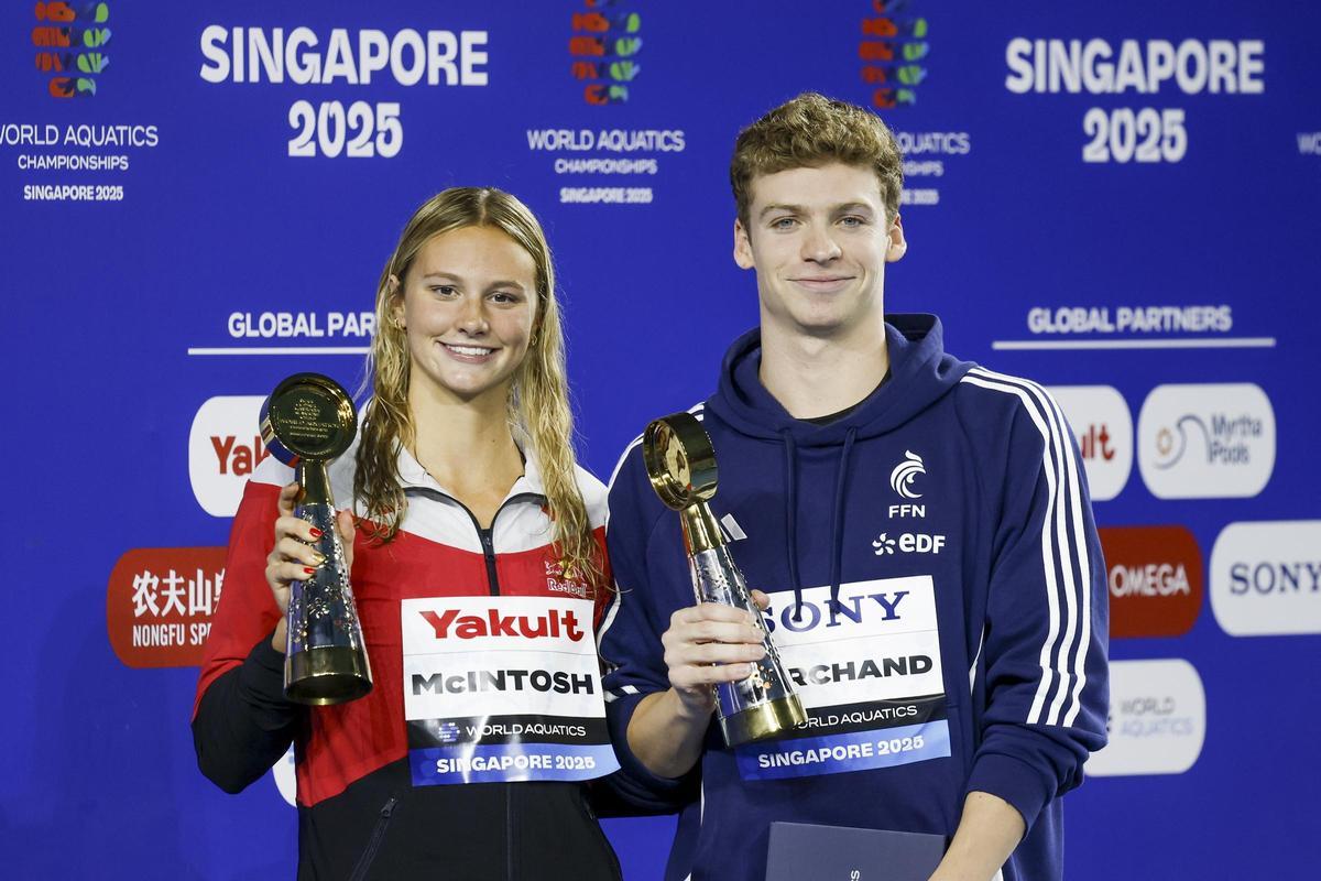 Summer McIntosh y Leon Marchand, en los Mundiales de Singapur