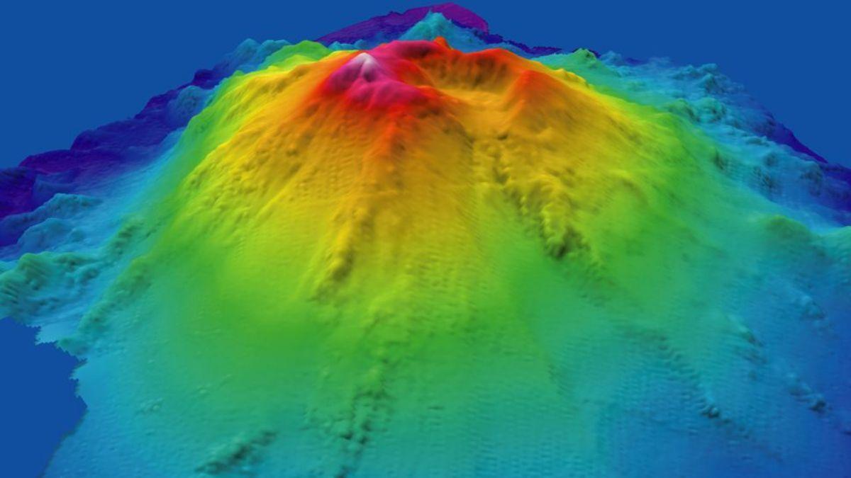 El volcán submarino Minami Kasuga 2, en el Pacífico: uno de los miles de montes submarinos que se extienden por el fondo oceánico.