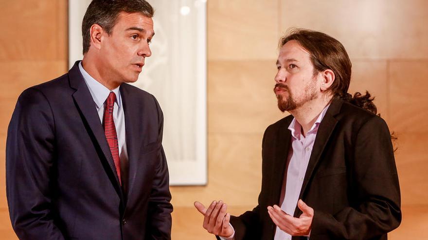 Pedro Sánchez y Pablo Iglesias en su último encuentro // Ricardo Rubio