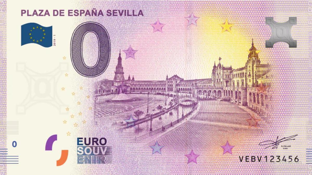 Billete de 0 euros edición plaza de España de Sevilla.