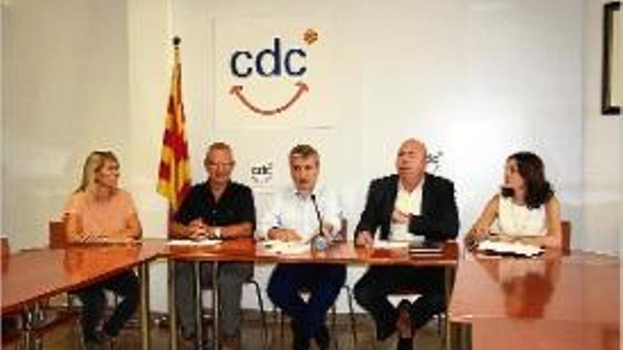 Una imatge de la roda de premsa d&#039;ahir, a la seu de CDC de Girona.