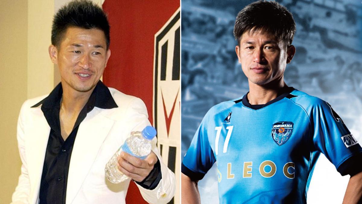 Miura, al fichar por el Yokohama FC años atrás y en la actualidad