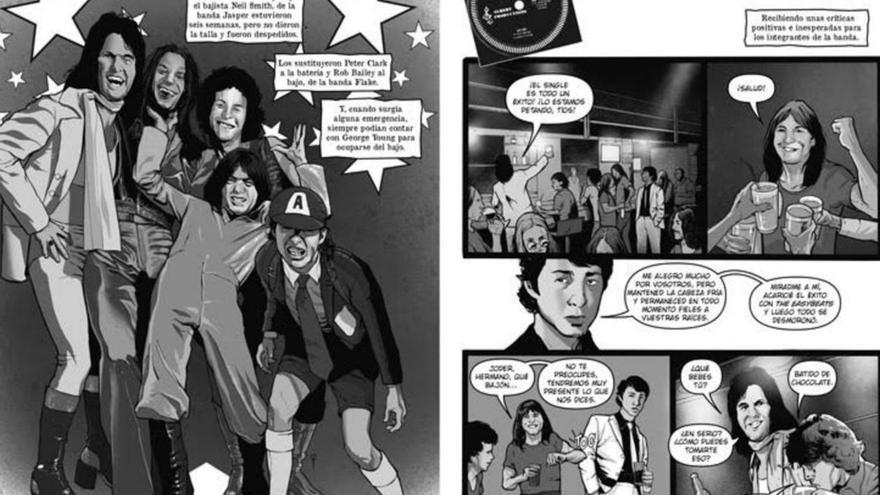 Viñetasdel cómic sobre AC/DC.