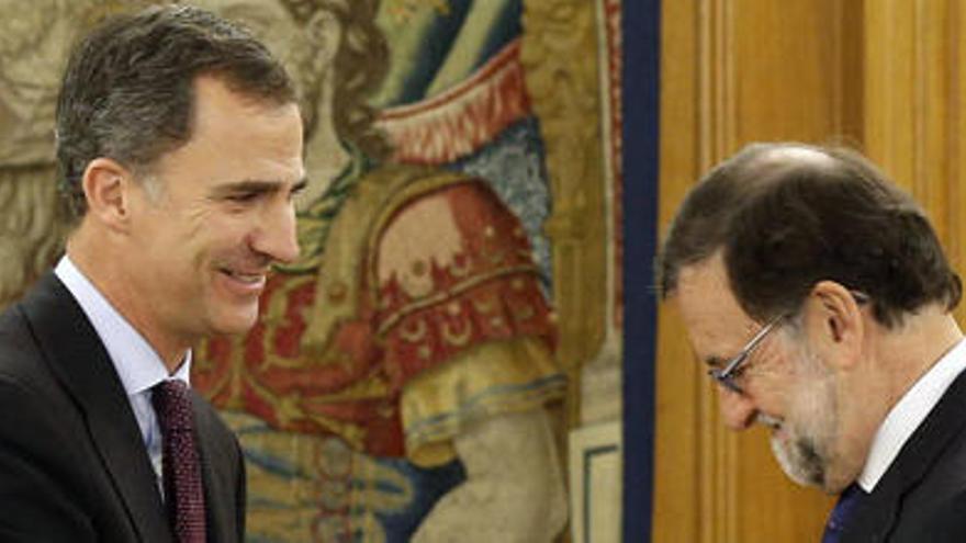 Felip VI i Mariano Rajoy durant la reunió que han mantingut aquest dimarts a la tarda