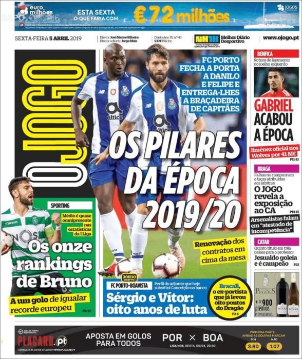 Portada O JOGO viernes 5 de abril de 2019